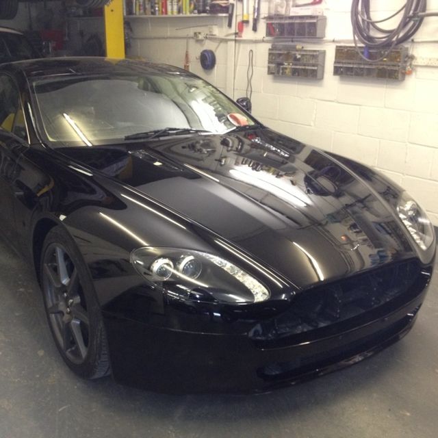 Prestige Autos - Black Aston Martin front end repair & paint