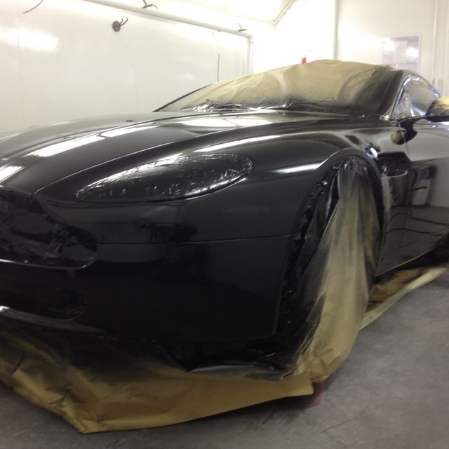 Prestige Autos - Black Aston Martin front end repair & paint